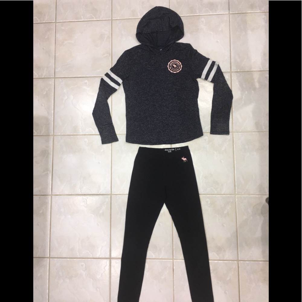 Abercrombie Kids leggings & hoodie girls 9/10